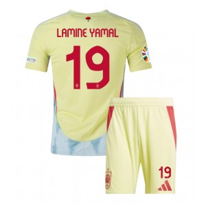 Fotbalové Dres Španělsko Lamine Yamal #19 Dětské Venkovní Oblečení ME 2024 Krátký Rukáv (+ trenýrky)